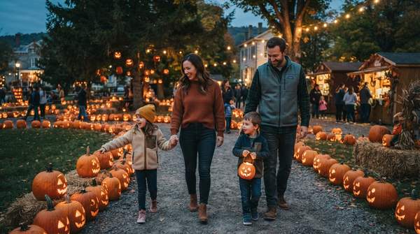 Editorial illustration for Your Family Guide to The Pumpkin Walk in Tunkhannock: Activities, Food, and Shopping