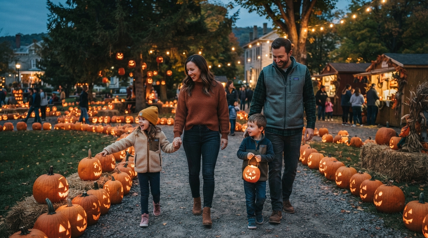 Editorial illustration for Your Family Guide to The Pumpkin Walk in Tunkhannock: Activities, Food, and Shopping